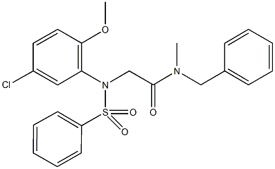 N-benzyl-2-[5-chloro-2-methoxy(phenylsulfonyl)anilino]-N-methylacetamide 化学構造式
