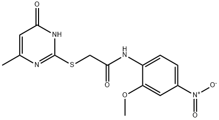 2-[(4-hydroxy-6-methylpyrimidin-2-yl)sulfanyl]-N-[4-nitro-2-(methyloxy)phenyl]acetamide,333323-66-3,结构式