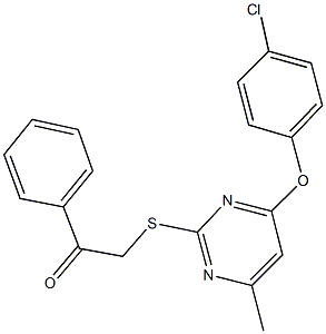 2-{[4-(4-chlorophenoxy)-6-methyl-2-pyrimidinyl]sulfanyl}-1-phenylethanone Structure