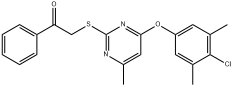 2-{[4-(4-chloro-3,5-dimethylphenoxy)-6-methyl-2-pyrimidinyl]sulfanyl}-1-phenylethanone|