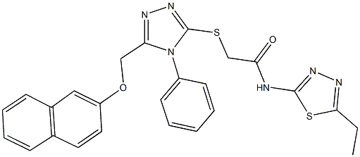 N-(5-ethyl-1,3,4-thiadiazol-2-yl)-2-({5-[(2-naphthyloxy)methyl]-4-phenyl-4H-1,2,4-triazol-3-yl}sulfanyl)acetamide Structure