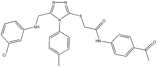 N-(4-acetylphenyl)-2-{[5-[(3-chloroanilino)methyl]-4-(4-methylphenyl)-4H-1,2,4-triazol-3-yl]sulfanyl}acetamide Struktur