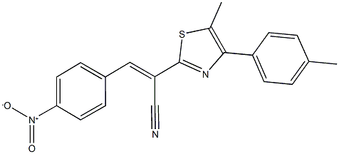 3-{4-nitrophenyl}-2-[5-methyl-4-(4-methylphenyl)-1,3-thiazol-2-yl]acrylonitrile 化学構造式