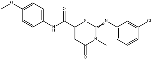 2-[(3-chlorophenyl)imino]-N-(4-methoxyphenyl)-3-methyl-4-oxo-1,3-thiazinane-6-carboxamide,333327-68-7,结构式