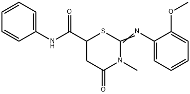 2-[(2-methoxyphenyl)imino]-3-methyl-4-oxo-N-phenyl-1,3-thiazinane-6-carboxamide 化学構造式