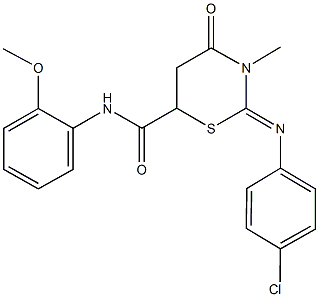 2-[(4-chlorophenyl)imino]-N-(2-methoxyphenyl)-3-methyl-4-oxo-1,3-thiazinane-6-carboxamide 结构式