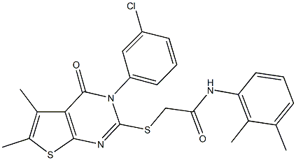 333328-48-6 2-{[3-(3-chlorophenyl)-5,6-dimethyl-4-oxo-3,4-dihydrothieno[2,3-d]pyrimidin-2-yl]sulfanyl}-N-(2,3-dimethylphenyl)acetamide