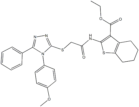 ethyl 2-[({[4-(4-methoxyphenyl)-5-phenyl-4H-1,2,4-triazol-3-yl]sulfanyl}acetyl)amino]-4,5,6,7-tetrahydro-1-benzothiophene-3-carboxylate Structure