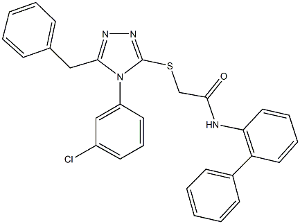 2-{[5-benzyl-4-(3-chlorophenyl)-4H-1,2,4-triazol-3-yl]sulfanyl}-N-[1,1'-biphenyl]-2-ylacetamide Struktur