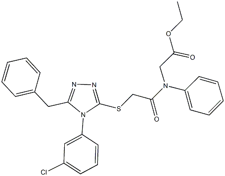 ethyl [({[5-benzyl-4-(3-chlorophenyl)-4H-1,2,4-triazol-3-yl]sulfanyl}acetyl)anilino]acetate Structure