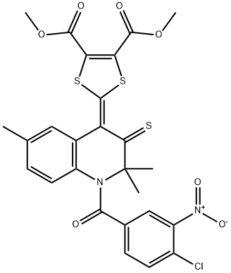 dimethyl 2-(1-{4-chloro-3-nitrobenzoyl}-2,2,6-trimethyl-3-thioxo-2,3-dihydro-4(1H)-quinolinylidene)-1,3-dithiole-4,5-dicarboxylate,333340-35-5,结构式