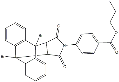 propyl 4-(1,8-dibromo-16,18-dioxo-17-azapentacyclo[6.6.5.0~2,7~.0~9,14~.0~15,19~]nonadeca-2,4,6,9,11,13-hexaen-17-yl)benzoate 化学構造式