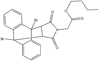 butyl (1,8-dibromo-16,18-dioxo-17-azapentacyclo[6.6.5.0~2,7~.0~9,14~.0~15,19~]nonadeca-2,4,6,9,11,13-hexaen-17-yl)acetate 化学構造式