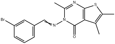 3-[(3-bromobenzylidene)amino]-2,5,6-trimethylthieno[2,3-d]pyrimidin-4(3H)-one 结构式