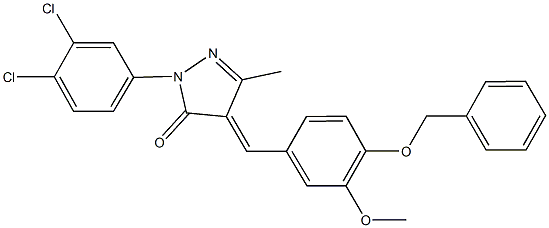 4-[4-(benzyloxy)-3-methoxybenzylidene]-2-(3,4-dichlorophenyl)-5-methyl-2,4-dihydro-3H-pyrazol-3-one 化学構造式