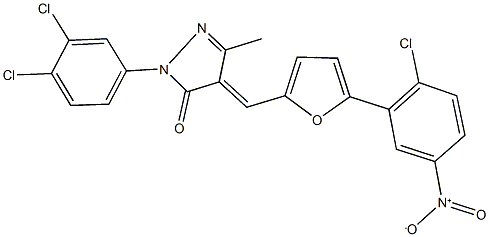 4-[(5-{2-chloro-5-nitrophenyl}-2-furyl)methylene]-2-(3,4-dichlorophenyl)-5-methyl-2,4-dihydro-3H-pyrazol-3-one,333341-85-8,结构式