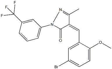 4-(5-bromo-2-methoxybenzylidene)-5-methyl-2-[3-(trifluoromethyl)phenyl]-2,4-dihydro-3H-pyrazol-3-one 化学構造式