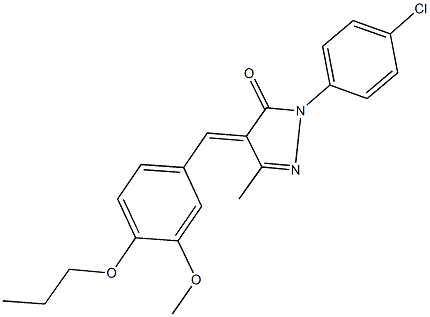 2-(4-chlorophenyl)-4-(3-methoxy-4-propoxybenzylidene)-5-methyl-2,4-dihydro-3H-pyrazol-3-one,333342-17-9,结构式