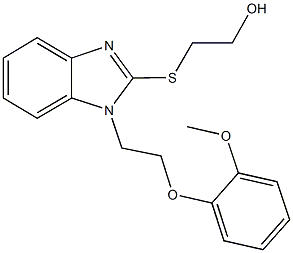 2-({1-[2-(2-methoxyphenoxy)ethyl]-1H-benzimidazol-2-yl}sulfanyl)ethanol 结构式