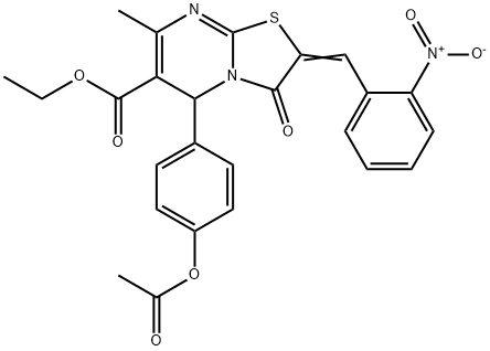 333345-20-3 ethyl 5-[4-(acetyloxy)phenyl]-2-{2-nitrobenzylidene}-7-methyl-3-oxo-2,3-dihydro-5H-[1,3]thiazolo[3,2-a]pyrimidine-6-carboxylate