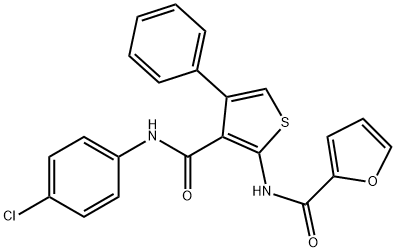 N-{3-[(4-chloroanilino)carbonyl]-4-phenyl-2-thienyl}-2-furamide Struktur