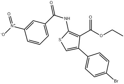 ethyl 4-(4-bromophenyl)-2-[({3-nitrophenyl}carbonyl)amino]thiophene-3-carboxylate 化学構造式