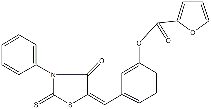 3-[(4-oxo-3-phenyl-2-thioxo-1,3-thiazolidin-5-ylidene)methyl]phenyl 2-furoate,333393-19-4,结构式