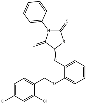 5-{2-[(2,4-dichlorobenzyl)oxy]benzylidene}-3-phenyl-2-thioxo-1,3-thiazolidin-4-one Structure