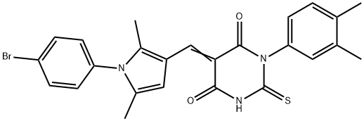 5-{[1-(4-bromophenyl)-2,5-dimethyl-1H-pyrrol-3-yl]methylene}-1-(3,4-dimethylphenyl)-2-thioxodihydro-4,6(1H,5H)-pyrimidinedione 化学構造式