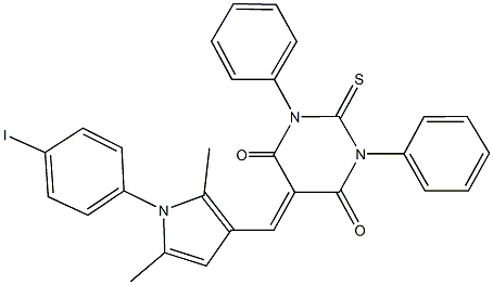 5-{[1-(4-iodophenyl)-2,5-dimethyl-1H-pyrrol-3-yl]methylene}-1,3-diphenyl-2-thioxodihydro-4,6(1H,5H)-pyrimidinedione Struktur