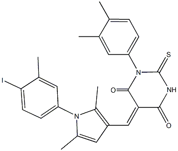 1-(3,4-dimethylphenyl)-5-{[1-(4-iodo-3-methylphenyl)-2,5-dimethyl-1H-pyrrol-3-yl]methylene}-2-thioxodihydro-4,6(1H,5H)-pyrimidinedione 结构式