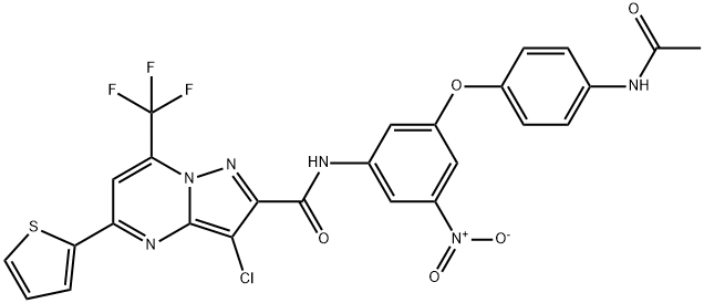 N-{3-[4-(acetylamino)phenoxy]-5-nitrophenyl}-3-chloro-5-(2-thienyl)-7-(trifluoromethyl)pyrazolo[1,5-a]pyrimidine-2-carboxamide,333396-08-0,结构式