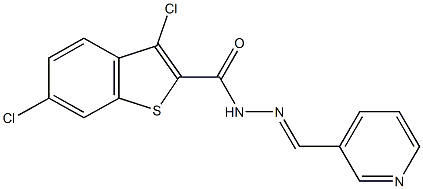3,6-dichloro-N'-(3-pyridinylmethylene)-1-benzothiophene-2-carbohydrazide Struktur