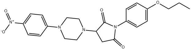 3-(4-{4-nitrophenyl}-1-piperazinyl)-1-(4-propoxyphenyl)-2,5-pyrrolidinedione Structure