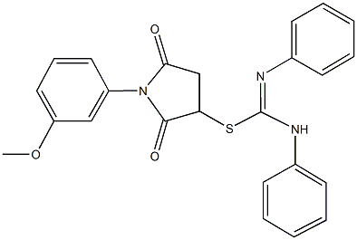 1-(3-methoxyphenyl)-2,5-dioxo-3-pyrrolidinyl N,N'-diphenylimidothiocarbamate 化学構造式