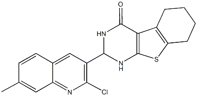 2-(2-chloro-7-methyl-3-quinolinyl)-2,3,5,6,7,8-hexahydro[1]benzothieno[2,3-d]pyrimidin-4(1H)-one 化学構造式