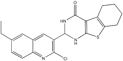 2-(2-chloro-6-ethyl-3-quinolinyl)-2,3,5,6,7,8-hexahydro[1]benzothieno[2,3-d]pyrimidin-4(1H)-one 结构式