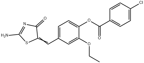 2-ethoxy-4-[(2-imino-4-oxo-1,3-thiazolidin-5-ylidene)methyl]phenyl 4-chlorobenzoate Struktur