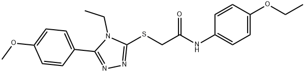 N-(4-ethoxyphenyl)-2-{[4-ethyl-5-(4-methoxyphenyl)-4H-1,2,4-triazol-3-yl]sulfanyl}acetamide 化学構造式