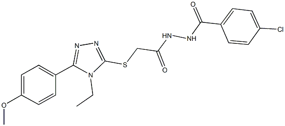 N'-(4-chlorobenzoyl)-2-{[4-ethyl-5-(4-methoxyphenyl)-4H-1,2,4-triazol-3-yl]sulfanyl}acetohydrazide 化学構造式