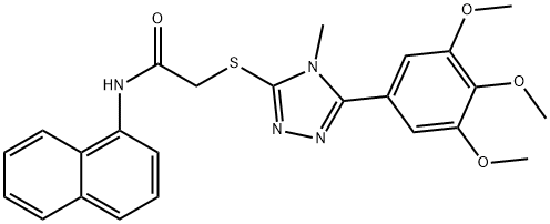 2-{[4-methyl-5-(3,4,5-trimethoxyphenyl)-4H-1,2,4-triazol-3-yl]sulfanyl}-N-(1-naphthyl)acetamide,333412-09-2,结构式