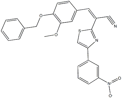 333414-03-2 3-[4-(benzyloxy)-3-methoxyphenyl]-2-(4-{3-nitrophenyl}-1,3-thiazol-2-yl)acrylonitrile