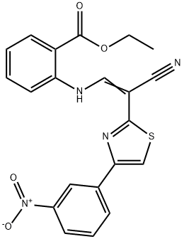 ethyl 2-{[2-cyano-2-(4-{3-nitrophenyl}-1,3-thiazol-2-yl)vinyl]amino}benzoate Structure