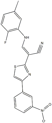 3-(2-fluoro-5-methylanilino)-2-(4-{3-nitrophenyl}-1,3-thiazol-2-yl)acrylonitrile Struktur