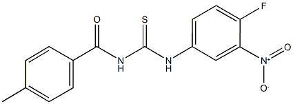 N-{4-fluoro-3-nitrophenyl}-N'-(4-methylbenzoyl)thiourea Struktur