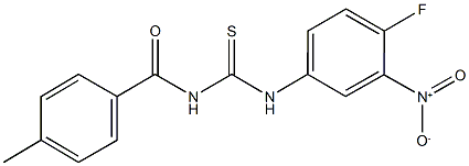 N-{4-fluoro-3-nitrophenyl}-N'-(4-methylbenzoyl)thiourea 化学構造式