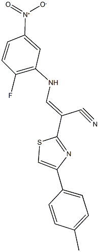 3-{2-fluoro-5-nitroanilino}-2-[4-(4-methylphenyl)-1,3-thiazol-2-yl]acrylonitrile|