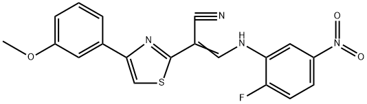 3-{2-fluoro-5-nitroanilino}-2-[4-(3-methoxyphenyl)-1,3-thiazol-2-yl]acrylonitrile 结构式