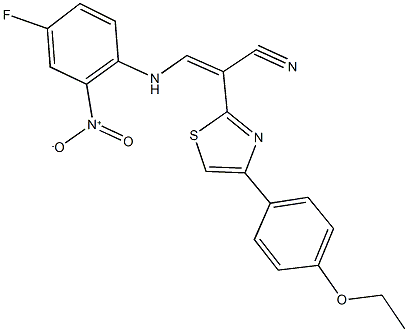 2-[4-(4-ethoxyphenyl)-1,3-thiazol-2-yl]-3-{4-fluoro-2-nitroanilino}acrylonitrile Structure