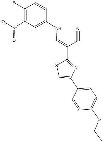 2-[4-(4-ethoxyphenyl)-1,3-thiazol-2-yl]-3-{4-fluoro-3-nitroanilino}acrylonitrile Structure